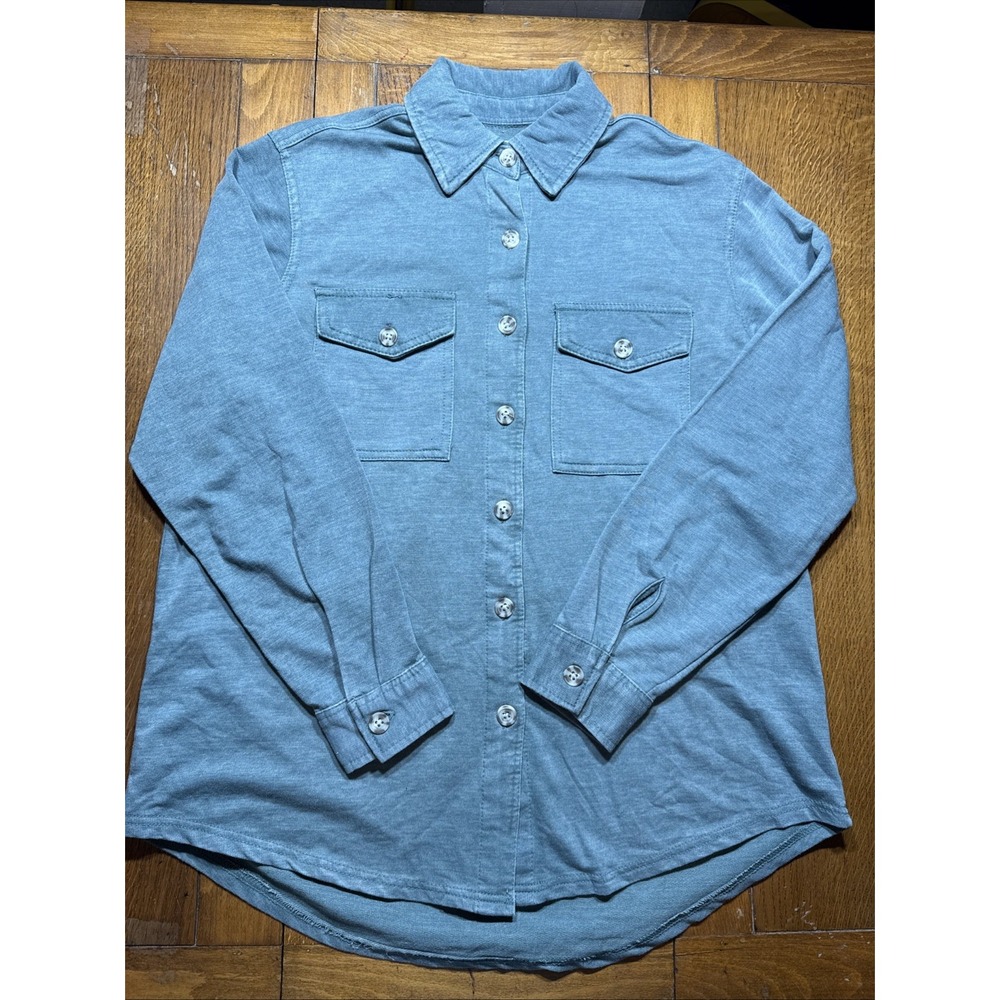 Wallflower Womens Green Heathered Button Down Long Sleeve XL Apple Butter